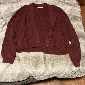 Maroon Cropped Cardigan